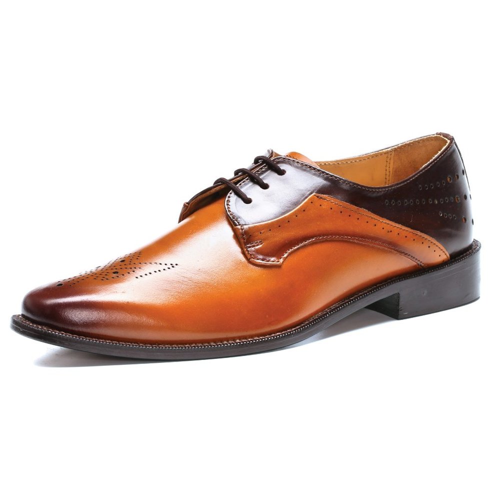 Classic Two-Tone Tan & Dark Brown Men’s Derby Shoe